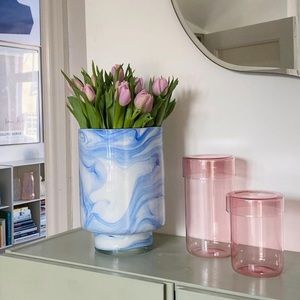 Blue Marbled Vase